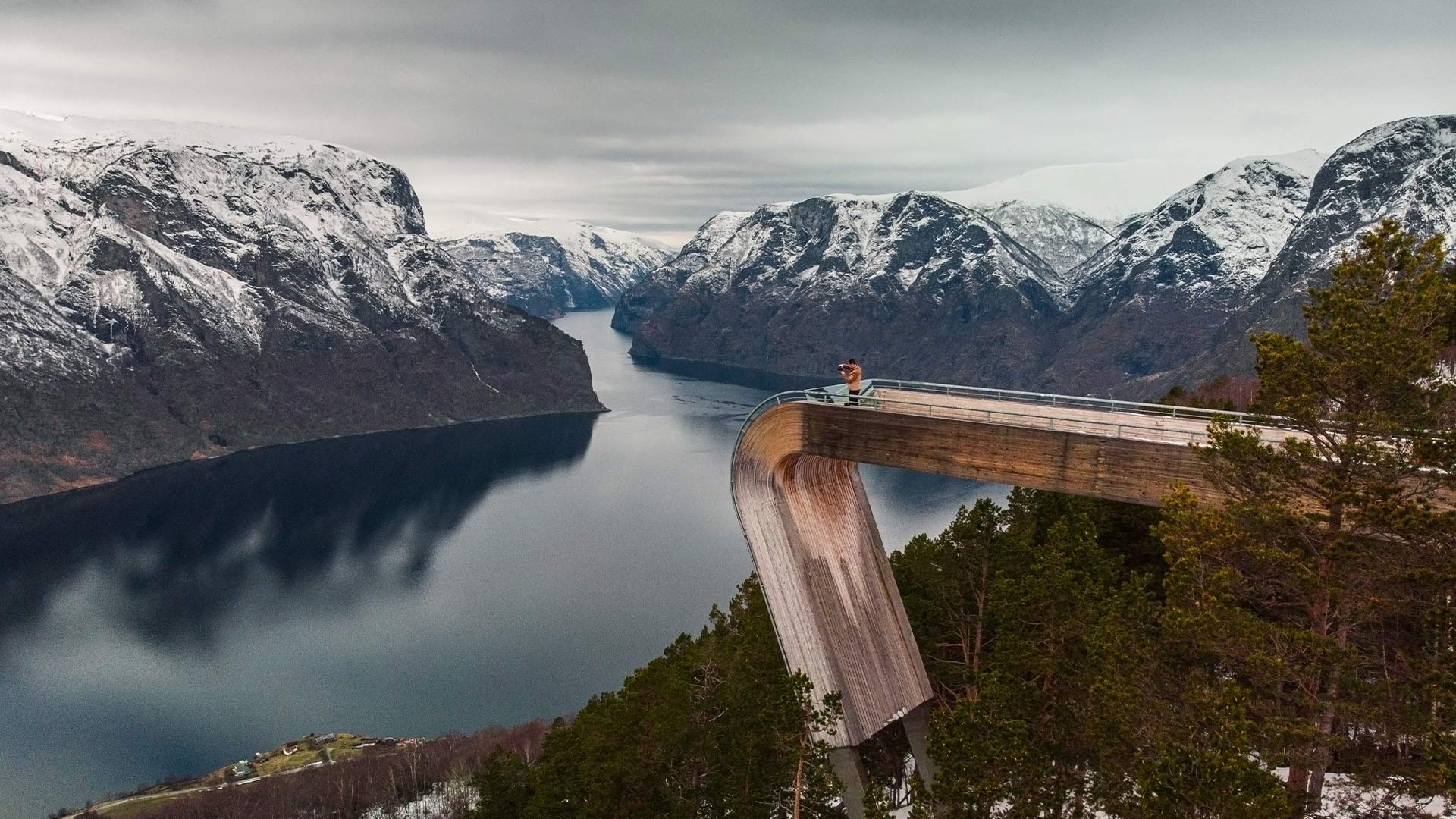 aurlandsfjord viewpoint winter view