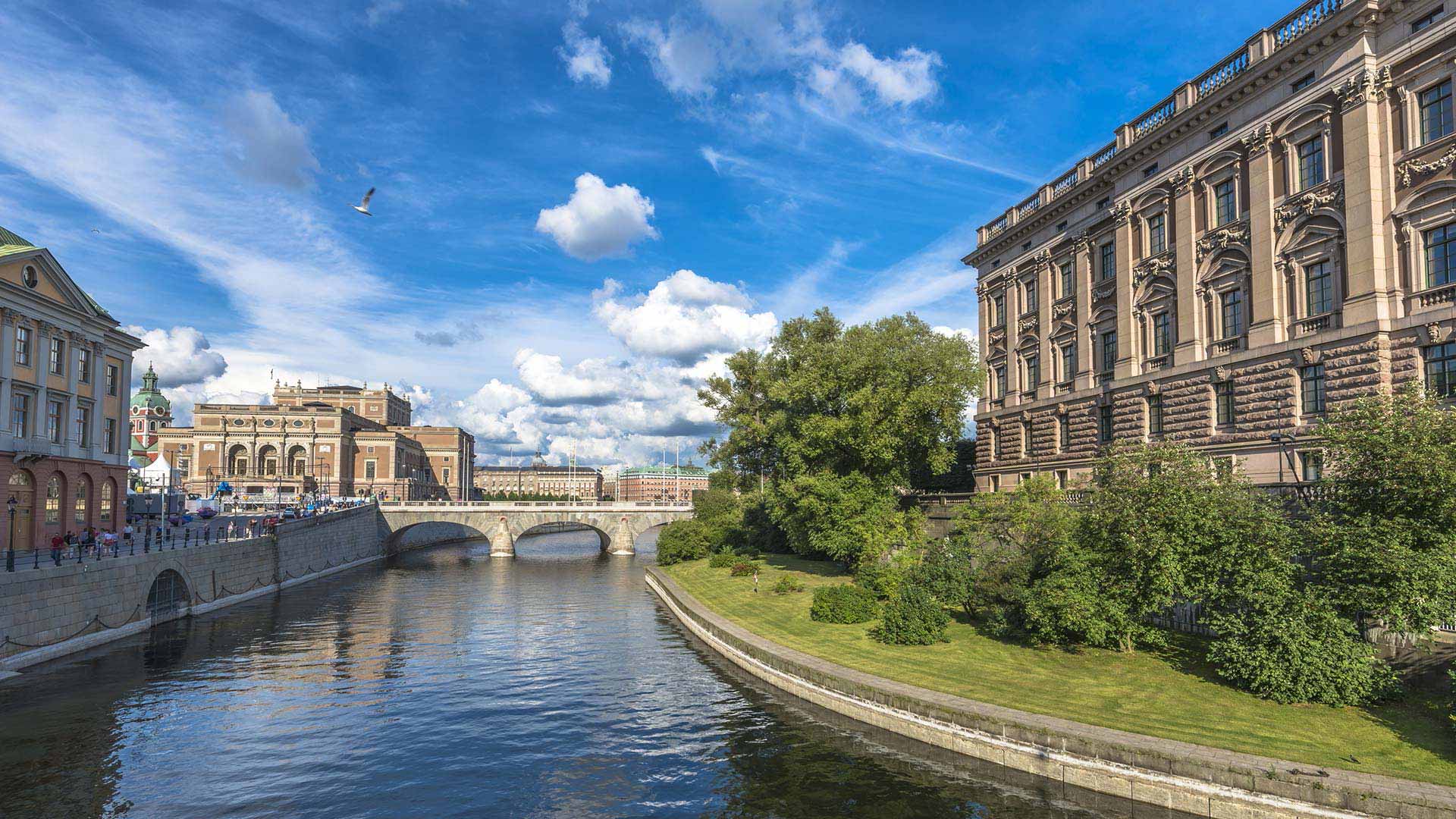 View of the Royal Opera and the Parliament in Sweden